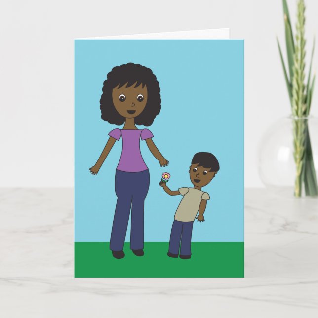 Tarjeta El afroamericano feliz del hijo del Día de la (Anverso)