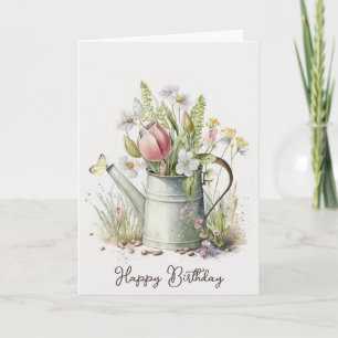 Tarjeta El agua de las flores de cumpleaños puede