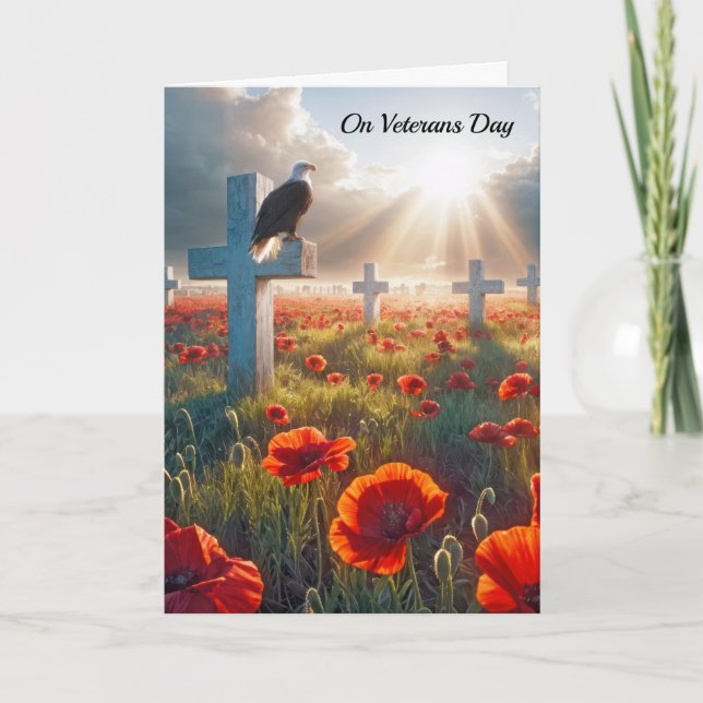 Tarjeta El águila calva del Día de los Veteranos en la Cru (Anverso)