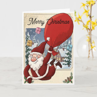Tarjeta El alegre vuelo de Santa en Navidad
