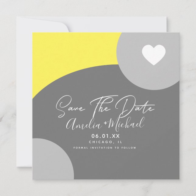 Tarjeta El amarillo gris orgánico del arco de Boho moderno (Anverso)