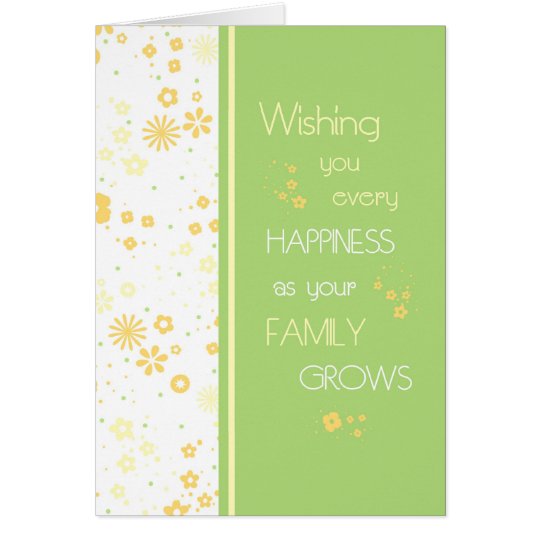 Tarjeta El amarillo verde florece enhorabuena en la espera