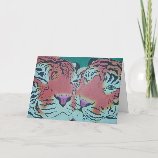 Tarjeta El amor de los tigres es abrazado por Katy Christo (Anverso)