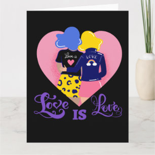Tarjeta El amor es amor. Amor arcoíris. Orgullo LGBT+.