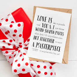 Tarjeta El amor es como un rompecabezas y creamos una obra