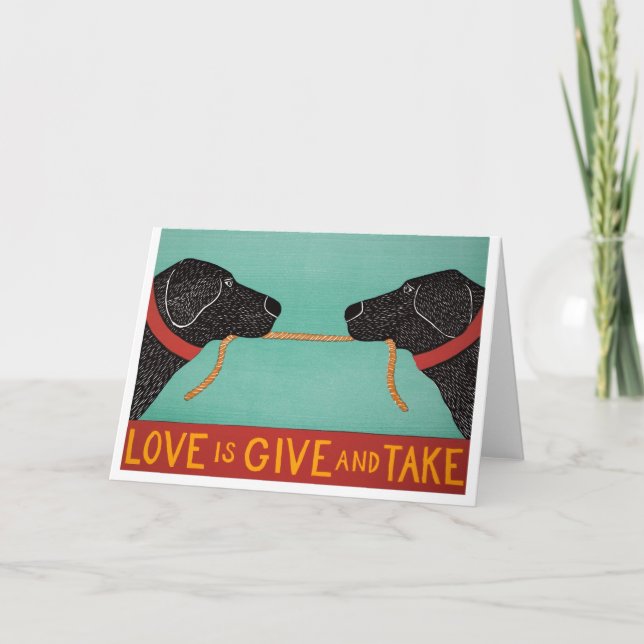 Tarjeta El amor es dar y tomar... carta de Stephen Huneck (Anverso)