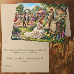 Tarjeta El amor es dulce Abeja Boda Folclore Británico Nat