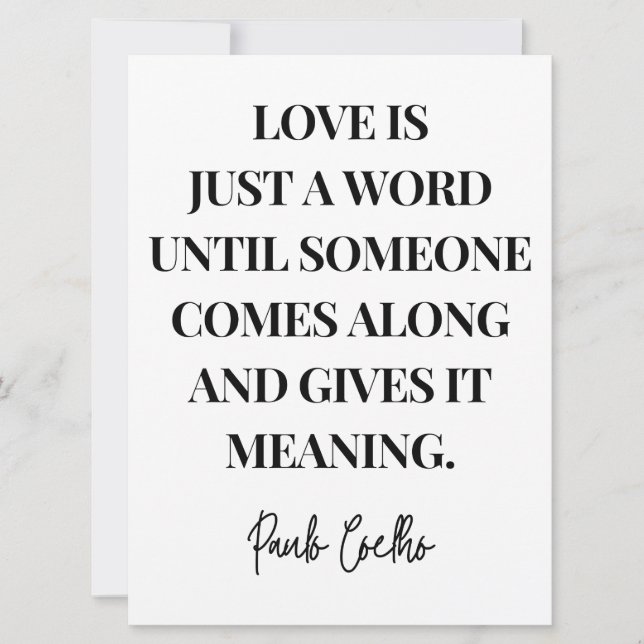 Tarjeta El amor es sólo una palabra hasta que alguien vien (Anverso)
