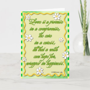 Tarjeta El amor es una promesa en una carta de compromiso