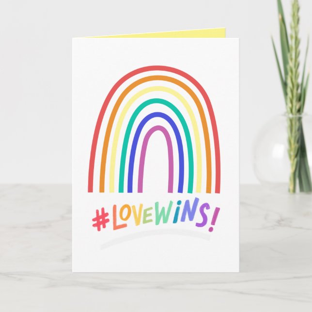 Tarjeta El amor gana el arcoiris divertido (Anverso)