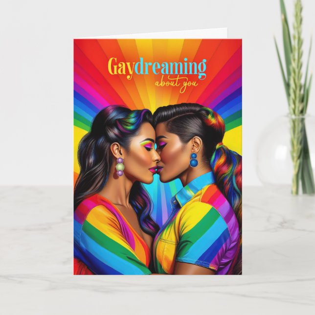 Tarjeta El amor gay hacia el arcoiris de las lesbianas lat (Anverso)