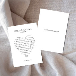 Tarjeta El amor nunca falla 1 aniversario de escritura de 