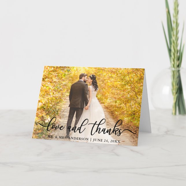 Tarjeta El amor y las gracias moderados y elegantes | Boda (Anverso)