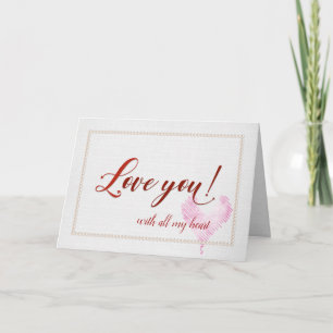 Tarjeta el aniversario te ama con el corazón rosado