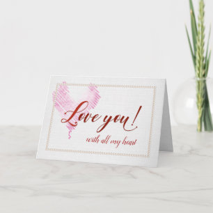 Tarjeta el aniversario te ama con el corazón rosado
