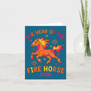 Tarjeta El Año Del Caballo De Fuego 2026 Diseño De Celebra