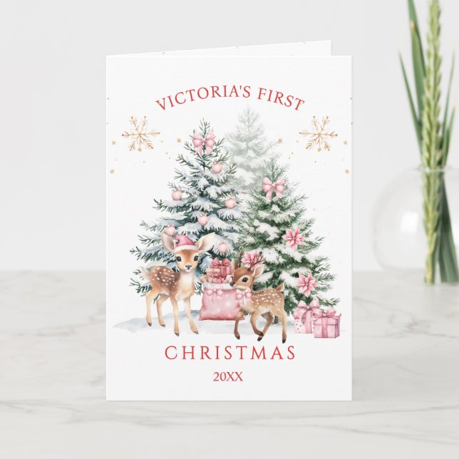 Tarjeta El árbol de navidad aviva la primera Navidad del b (Anverso)