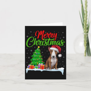 Tarjeta El árbol de Navidad Bull Terrier Dog enciende dive
