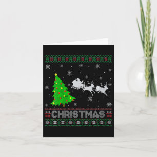 Tarjeta El árbol de navidad femenino de Santa Sleigh ilumi