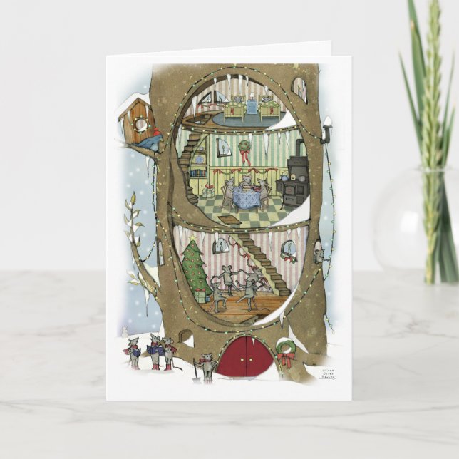 Tarjeta El árbol del ratón de los Navidades (Anverso)