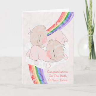 Tarjeta El arcoiris de los nuevos gemelos nacidos