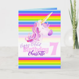Tarjeta El arcoiris de Unicornio retrasó 7° cumpleaños