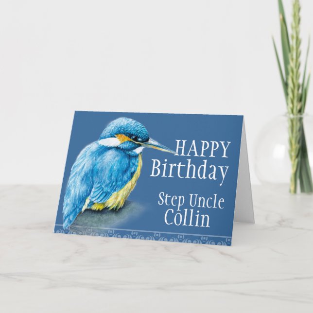 Tarjeta El arte azul del pájaro del tío del paso pintó la (Anverso)