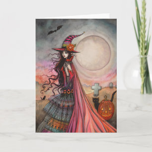 Tarjeta El Arte de Fantasía de Halloween de la Bruja Capri
