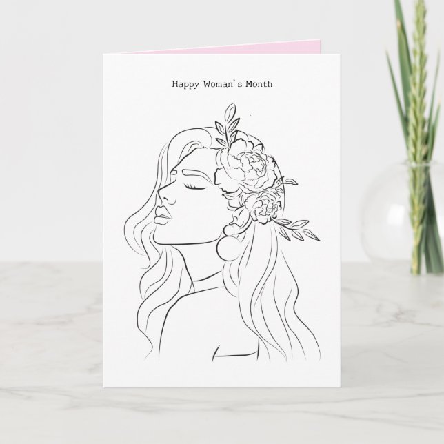 Tarjeta El arte de la dama del mes de la mujer feliz (Anverso)