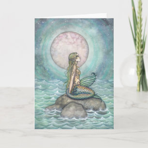 Tarjeta El Arte de Sirena de Fantasía del Mar Pastel