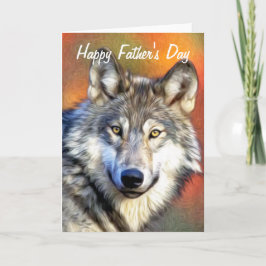Tarjeta El arte del lobo gris pintando el feliz día del pa