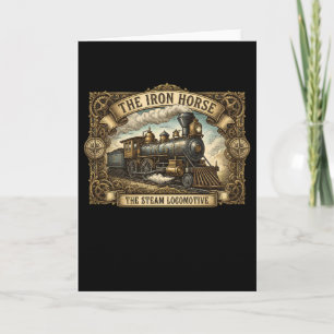 Tarjeta El arte del tren vintage de la locomotora de vapor