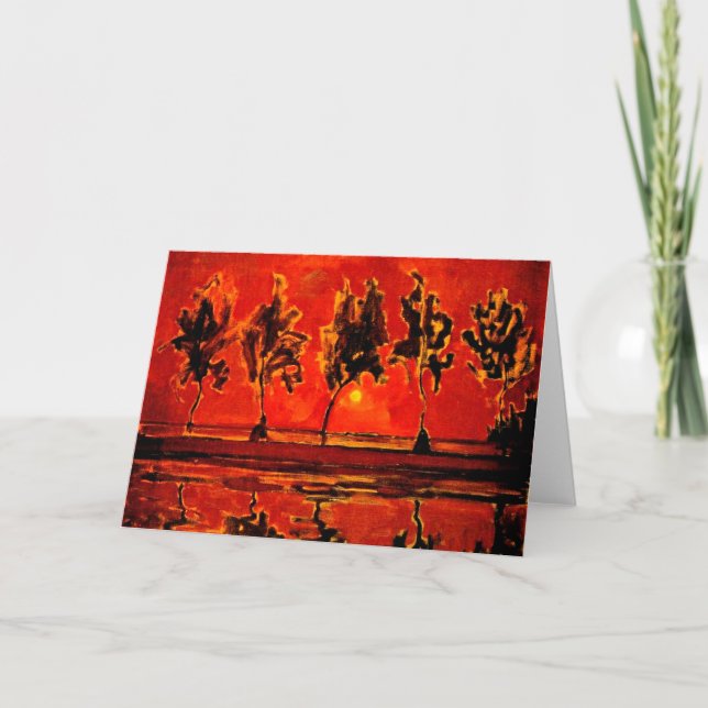 Tarjeta El arte mondriano, los árboles del geine en Moonri (Anverso)