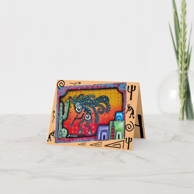 Tarjeta El arte plateado de Kokopelli (Anverso)