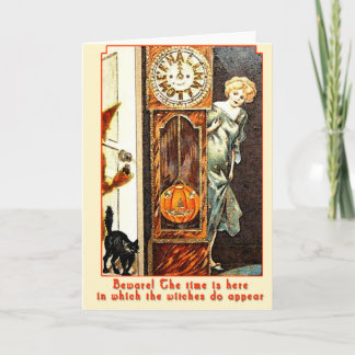 Tarjeta El arte Witching de Halloween del vintage de la