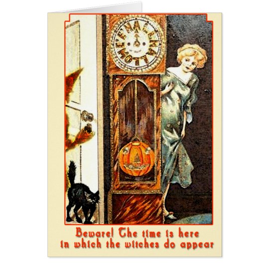 Tarjeta El arte Witching de Halloween del vintage de la
