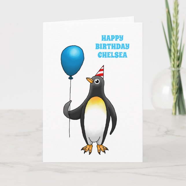Tarjeta El asombroso pingüino fiesta (Anverso)