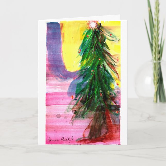 Tarjeta El audaz árbol de Navidad contemporáneo brilla con (Anverso)