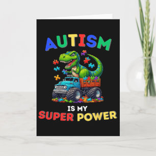 Tarjeta El autismo del Trex de dinosaurio es mi superpoder
