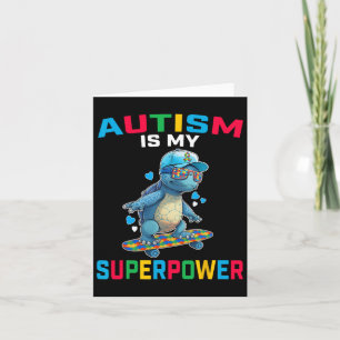 Tarjeta El autismo es mi superpoder Dino Puzzle Awareness