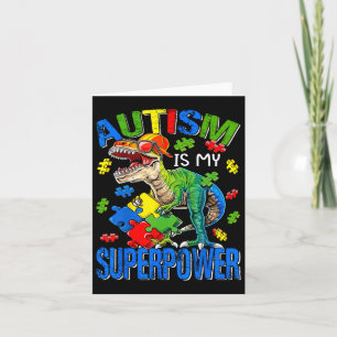 Tarjeta El autismo es mi superpoder el dinosaurio de conci