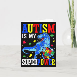 Tarjeta El autismo es mi superpoder el dinosaurio de conci