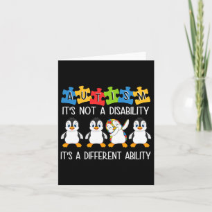 Tarjeta El autismo pingüino no es una discapacidad, es una
