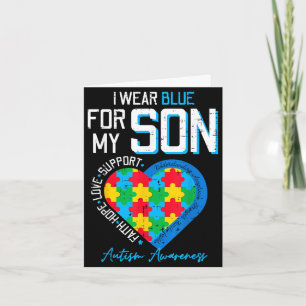 Tarjeta El autismo usa azul por la conciencia del hijo pap
