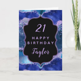 Tarjeta El azul oscuro y el morado del océano amargo feliz