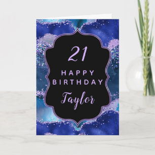 Tarjeta El azul oscuro y el morado del océano amargo feliz