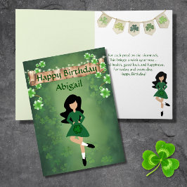 Tarjeta El baile irlandés Shamrock quiere cumpleaños del p