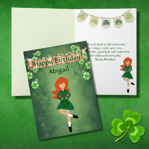 Tarjeta El baile irlandés Shamrock quiere el cumpleaños de