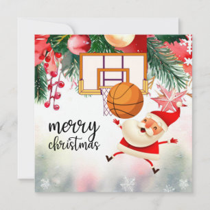 Tarjeta El baloncesto Santa Claus está jugando con Navidad