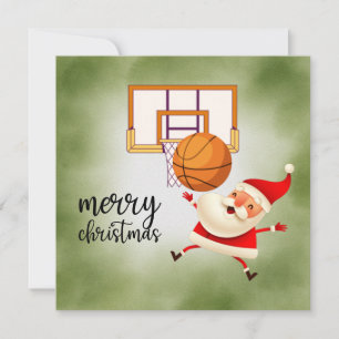 Tarjeta El baloncesto Santa Claus está jugando con Navidad
